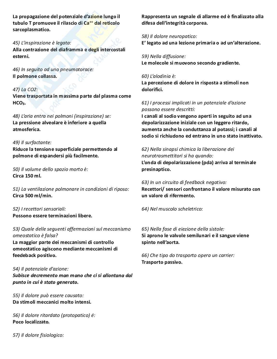 Domande Fisiologia e patologia Pag. 6
