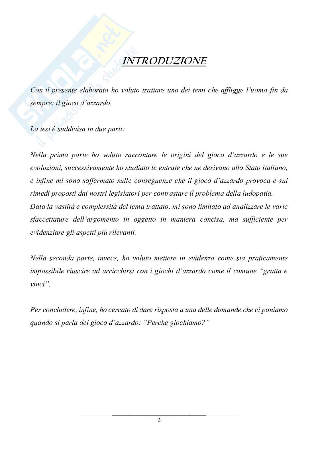 Breve analisi del gioco d’azzardo in Italia Pag. 2