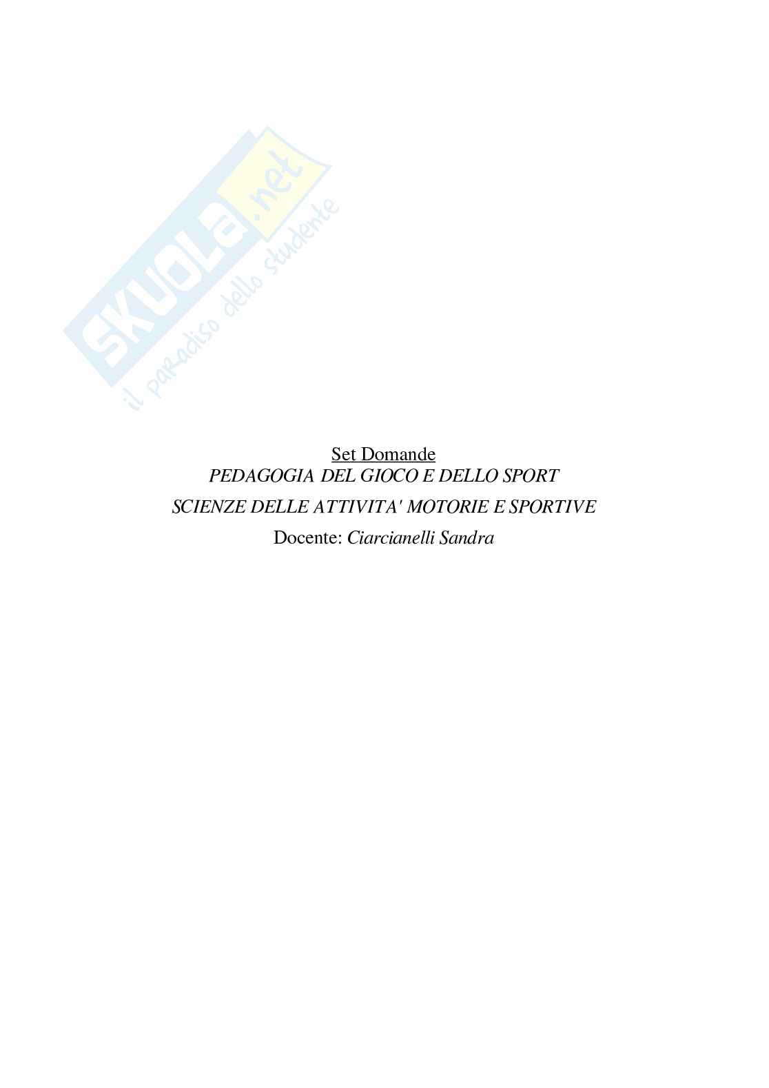 Paniere Pedagogia del gioco e dello sport (2026) - Risposte multiple corrette Pag. 2