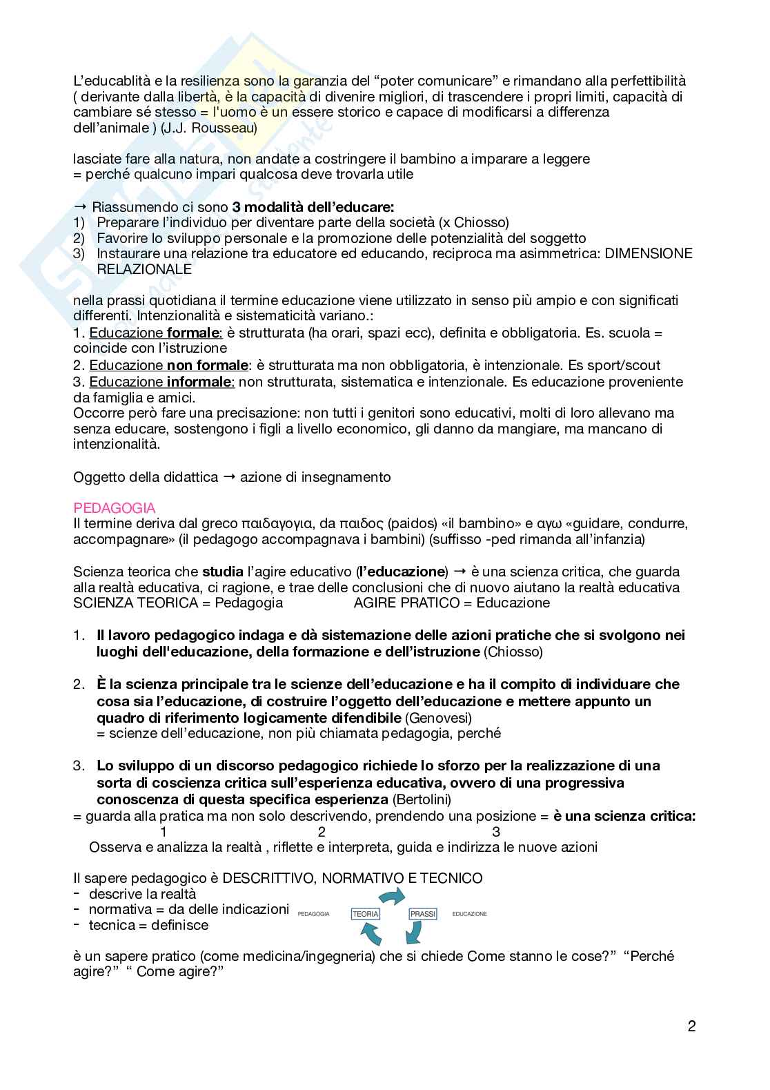 Appunti per l'esame di Pedagogia generale  Pag. 2