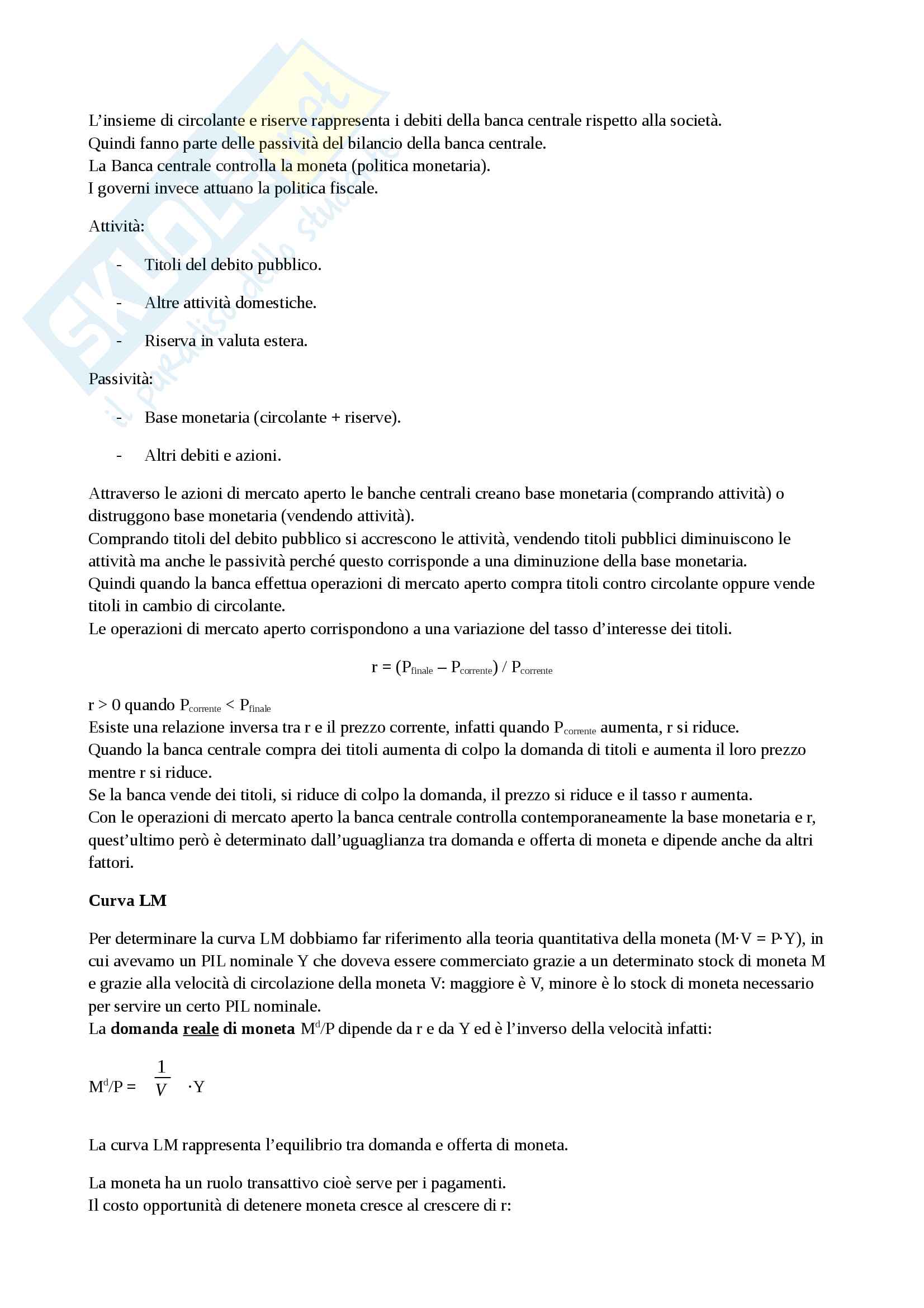 Crescita economica, cicli economici, moneta, politica fiscale e monetaria, economia aperta, disoccupazione - Macroeconomia Pag. 21
