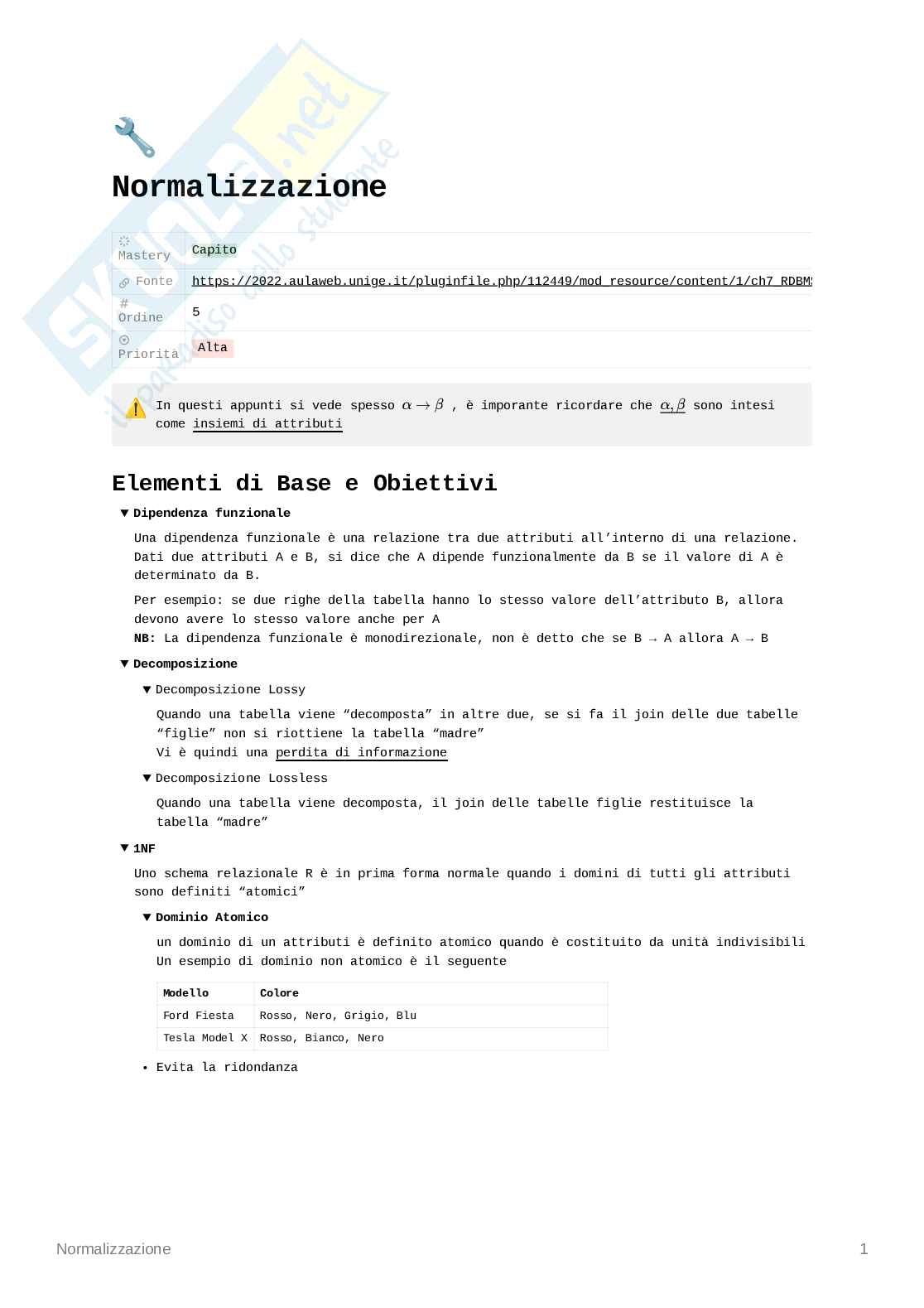 Appunti per l'esame orale di Databases Pag. 1