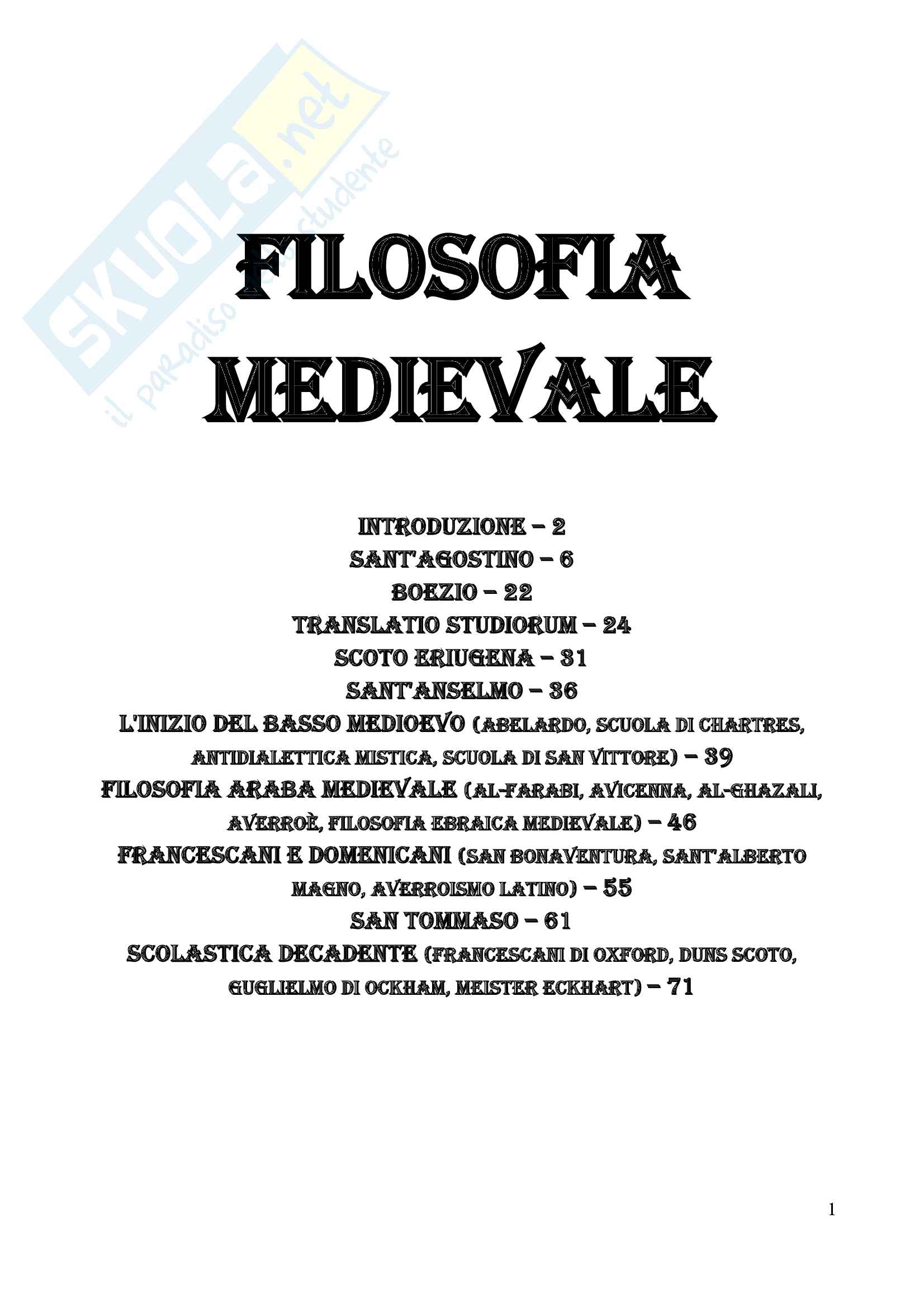 Storia della filosofia medievale Pag. 1