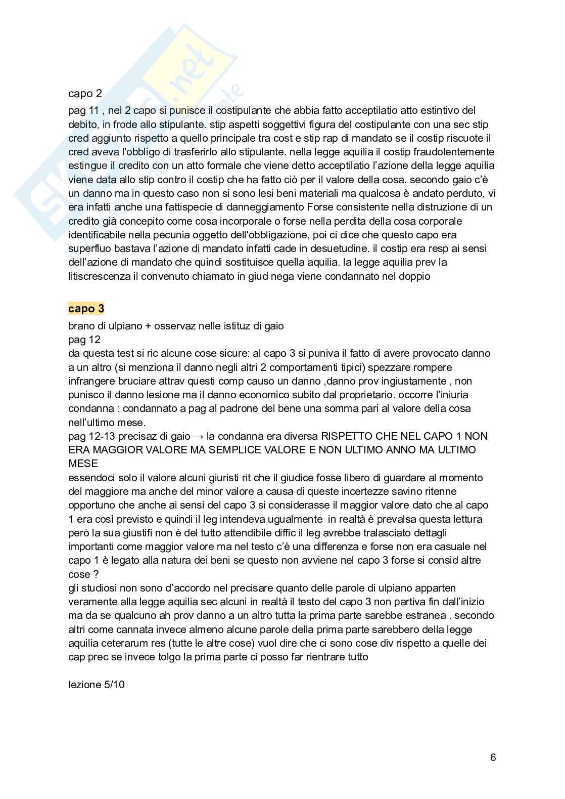 Riassunto esame Diritto romano, Prof. Desanti Lucetta, libro consigliato La legge aquilia , Lucetta Desanti  Pag. 6