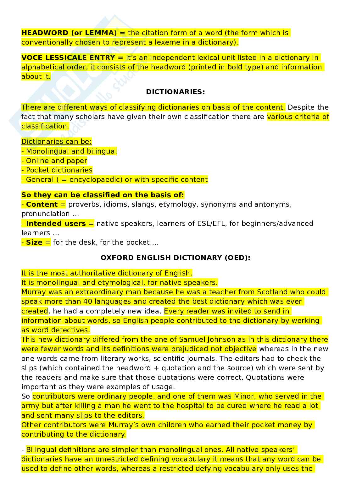 Appunti Linguistica inglese, 1 semestre Pag. 11