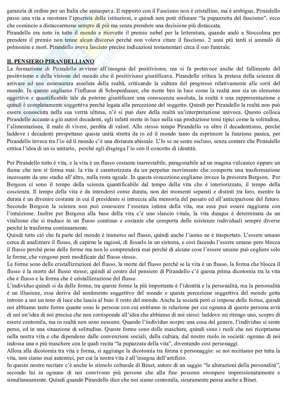 Appunti di Letteratura italiana su Pirandello Pag. 2