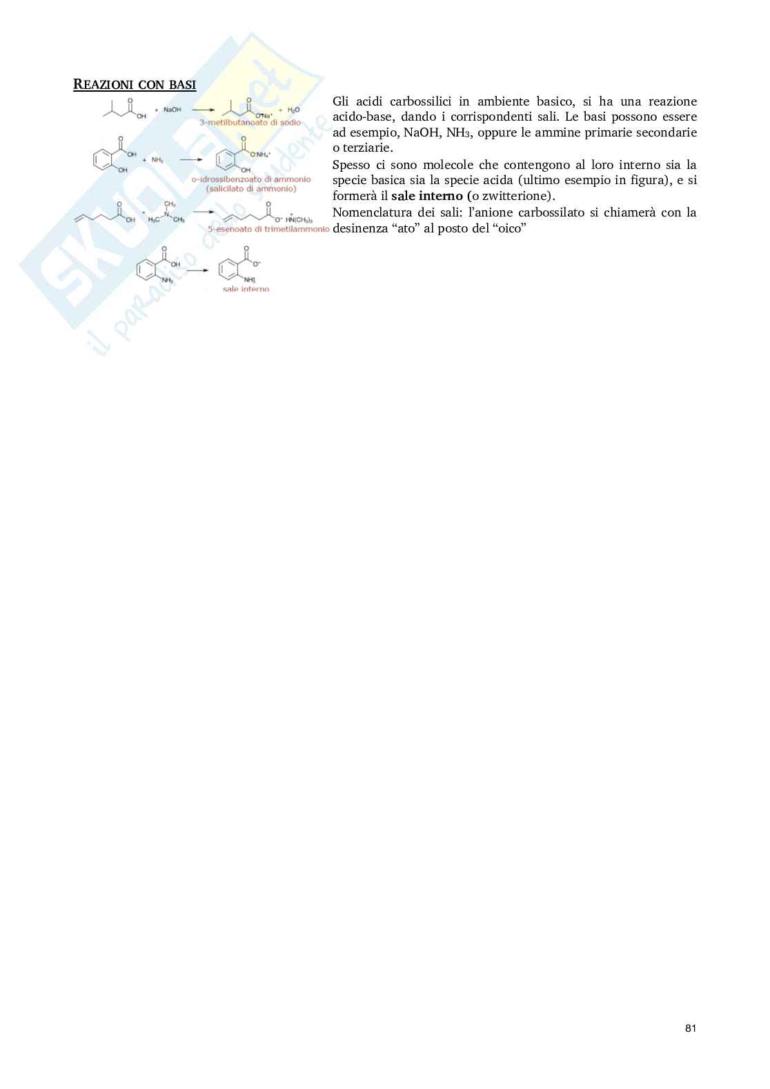 Riassunto esame Chimica organica, Prof. Nitti Patrizia, libro consigliato Chimica organica, Chimica Organica Pag. 81