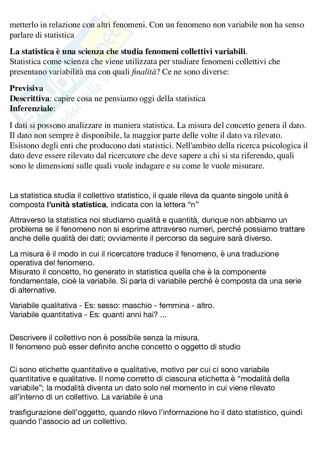 Statistica sociale - Appunti Pag. 2