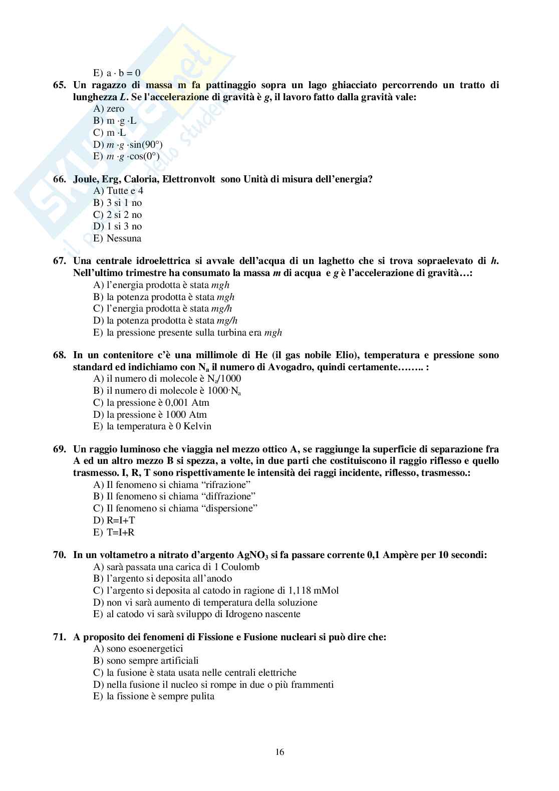 2003 Odontoiatria: test di ammissione Pag. 16