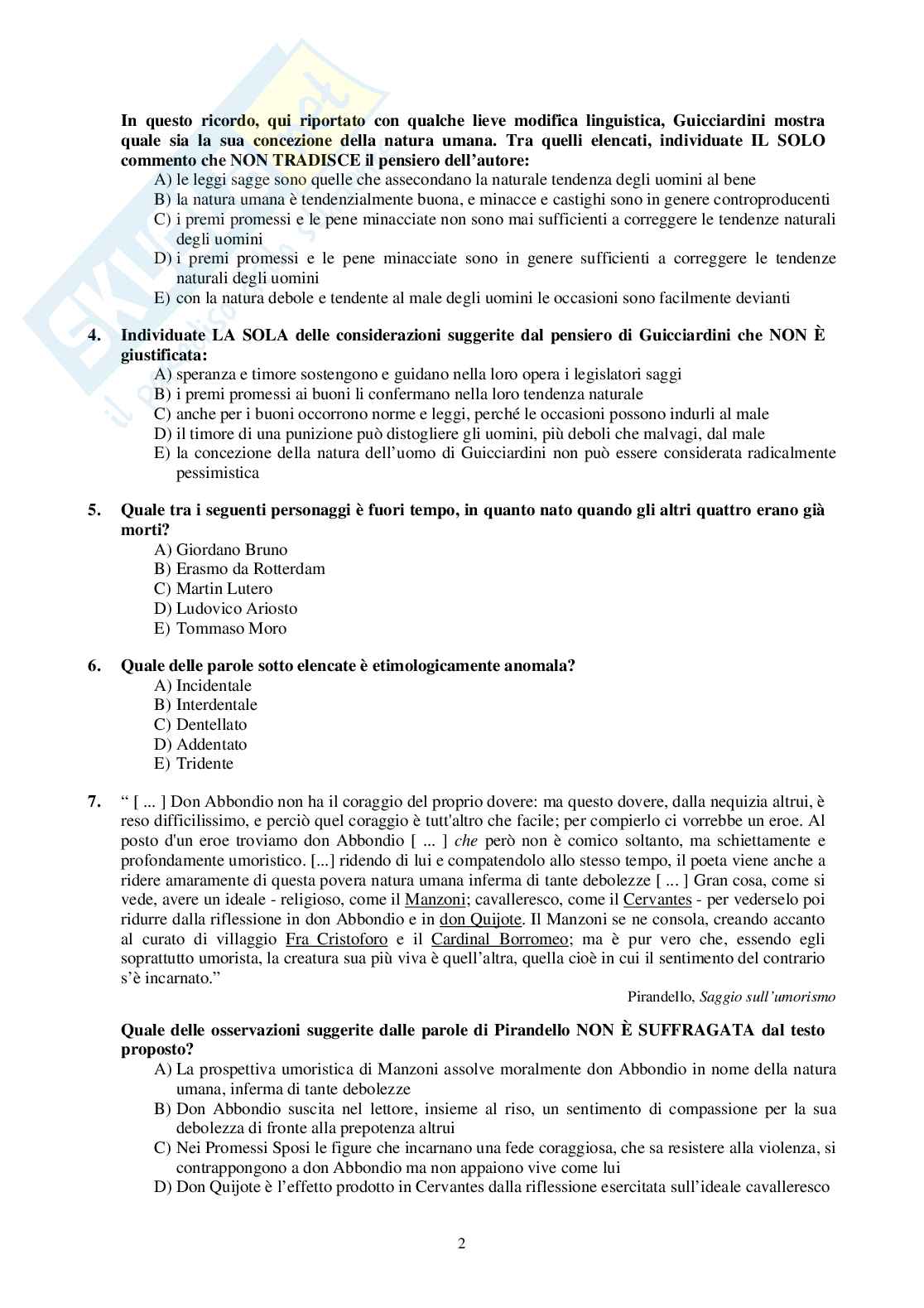 2003 Odontoiatria: test di ammissione Pag. 2