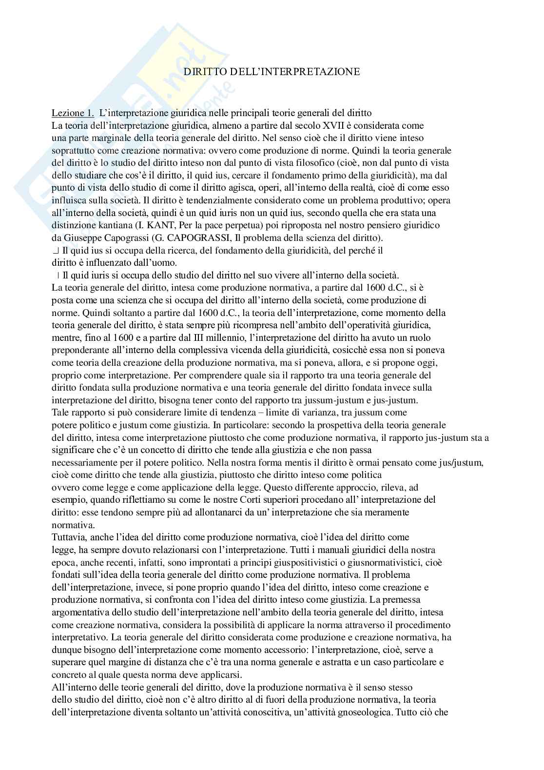 Appunti Teoria generale del diritto e dell'interpretazione Pag. 1