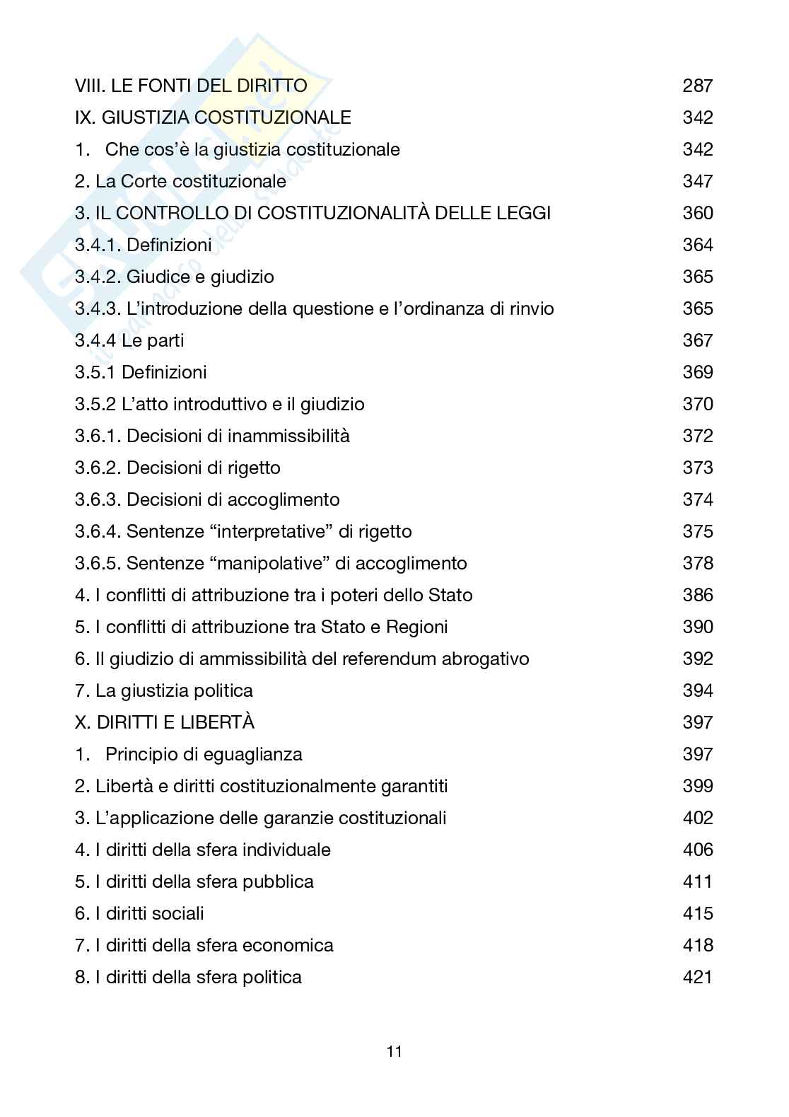 Riassunto esame diritto civile, Prof. Lucarelli Alberto, libro consigliato Manuale di Diritto costituzionale , Bin, Pitruzella  Pag. 11