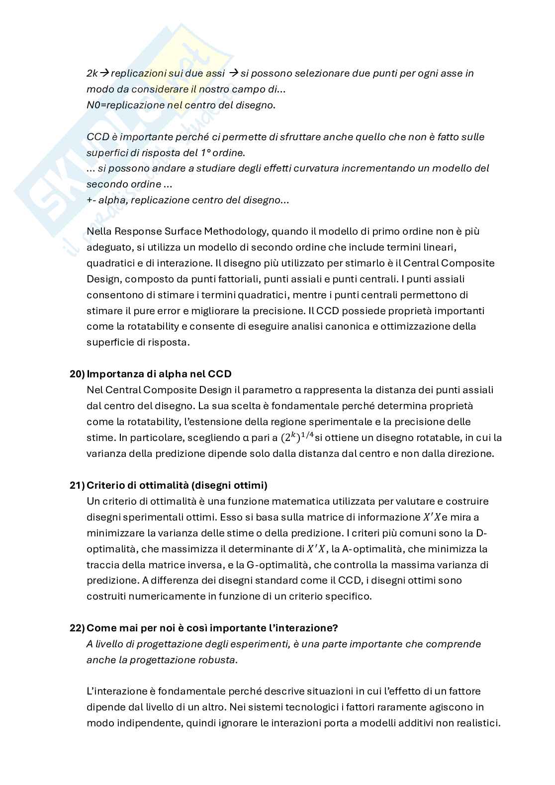 Domande orali Statistica per la sperimentazione e le previsioni in ambito tecnologico Pag. 21