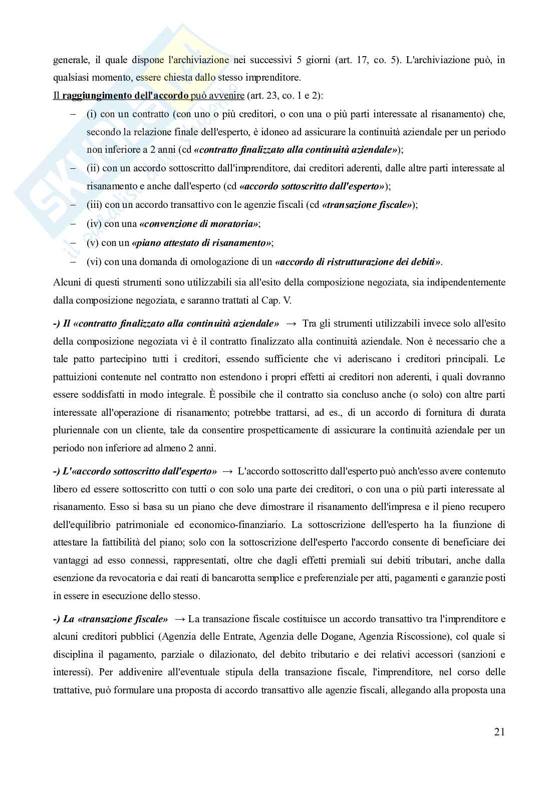 Riassunto esame Diritto della crisi d'impresa, Prof. Castagnola Angelo, libro consigliato Manuale di diritto della crisi e dell'insolvenza (3^edizione, 2024), D'Attorre Pag. 21