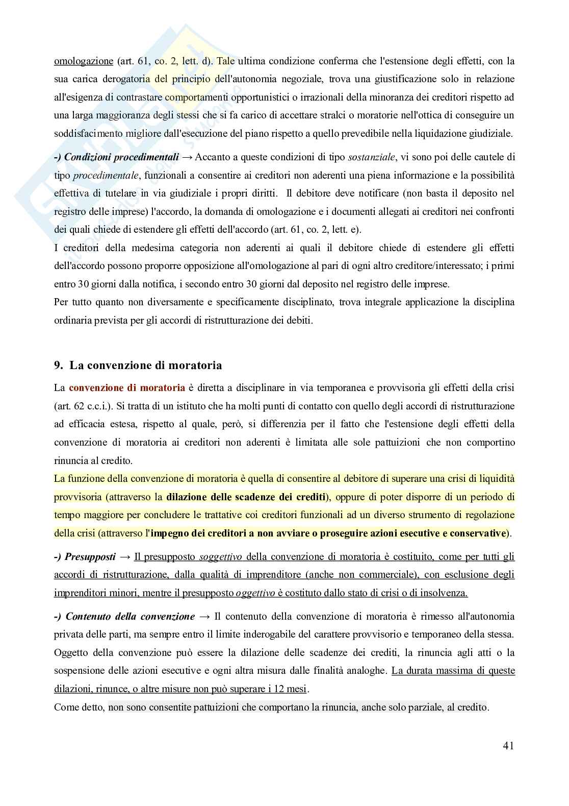 Riassunto esame Diritto della crisi d'impresa, Prof. Castagnola Angelo, libro consigliato Manuale di diritto della crisi e dell'insolvenza (3^edizione, 2024), D'Attorre Pag. 41