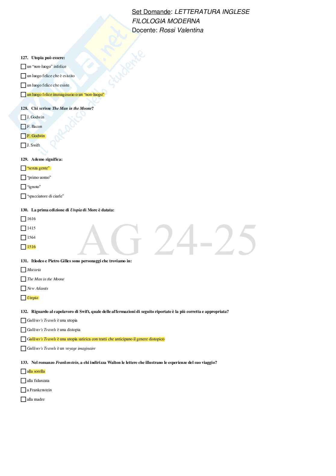 Paniere Letteratura Inglese 3 Pag. 21