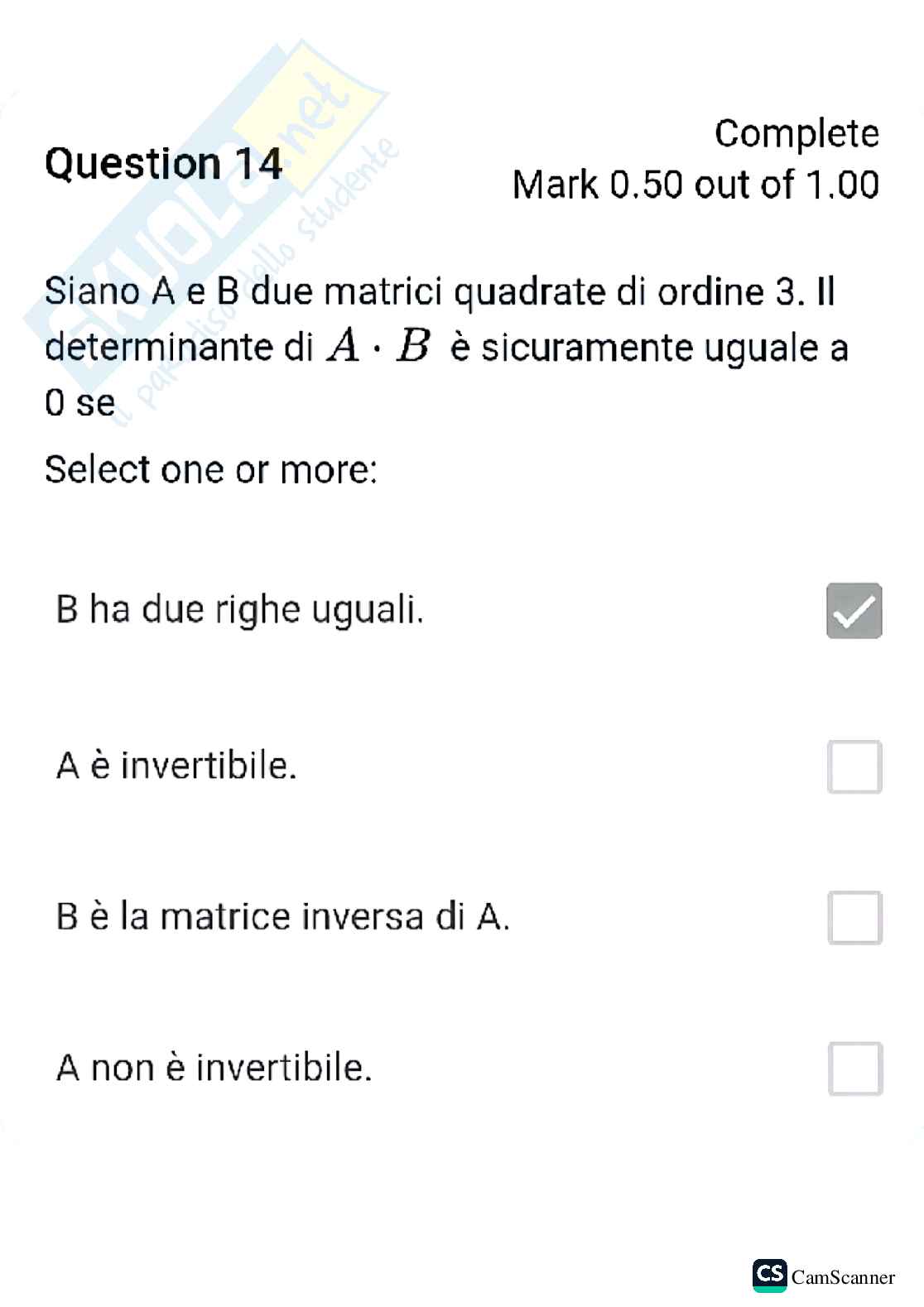 Domande quiz d'accesso Algebra lineare e geometria di base  Pag. 1