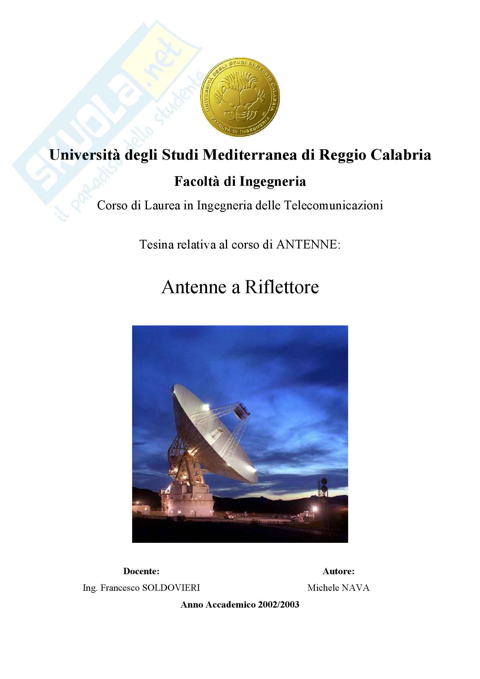 Antenne a Riflettore - Appunti e tesina Pag. 1