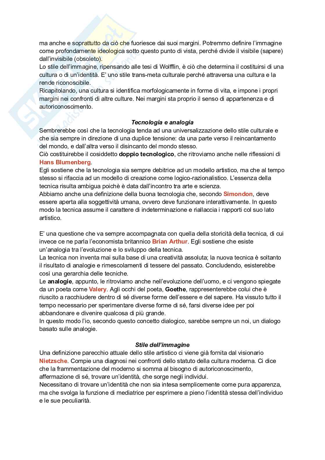 Riassunto esame Estetica, Prof. Curtis Giovanni, libro consigliato Il futuro dell’Immagine , Vercellone  Pag. 6