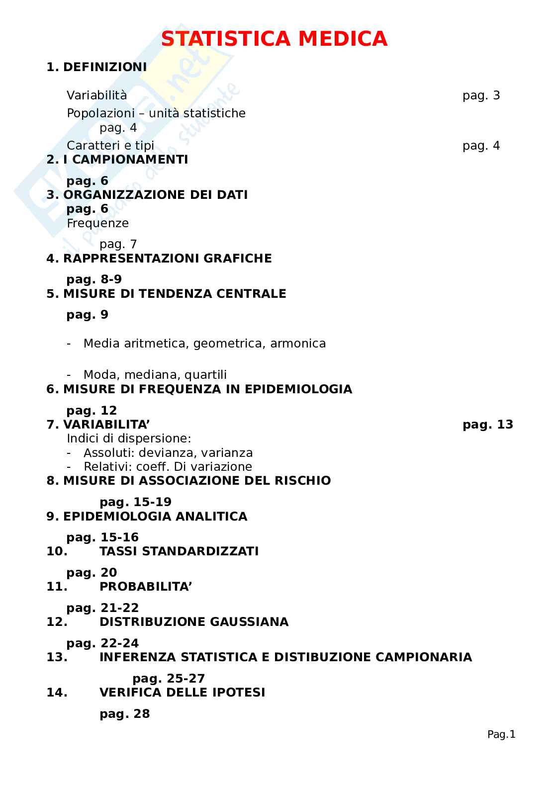 Statistica medica Pag. 1