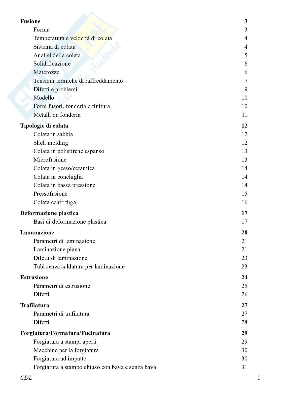 Teoria Tecnologia meccanica 1 Pag. 1