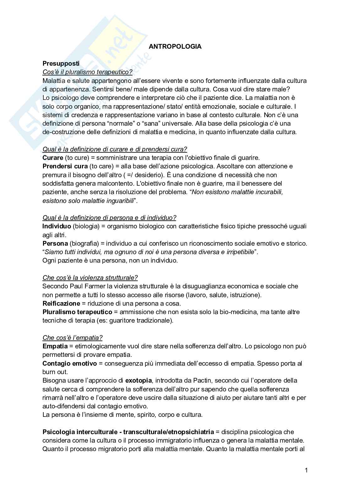 Appunti di Antropologia culturale  Pag. 1