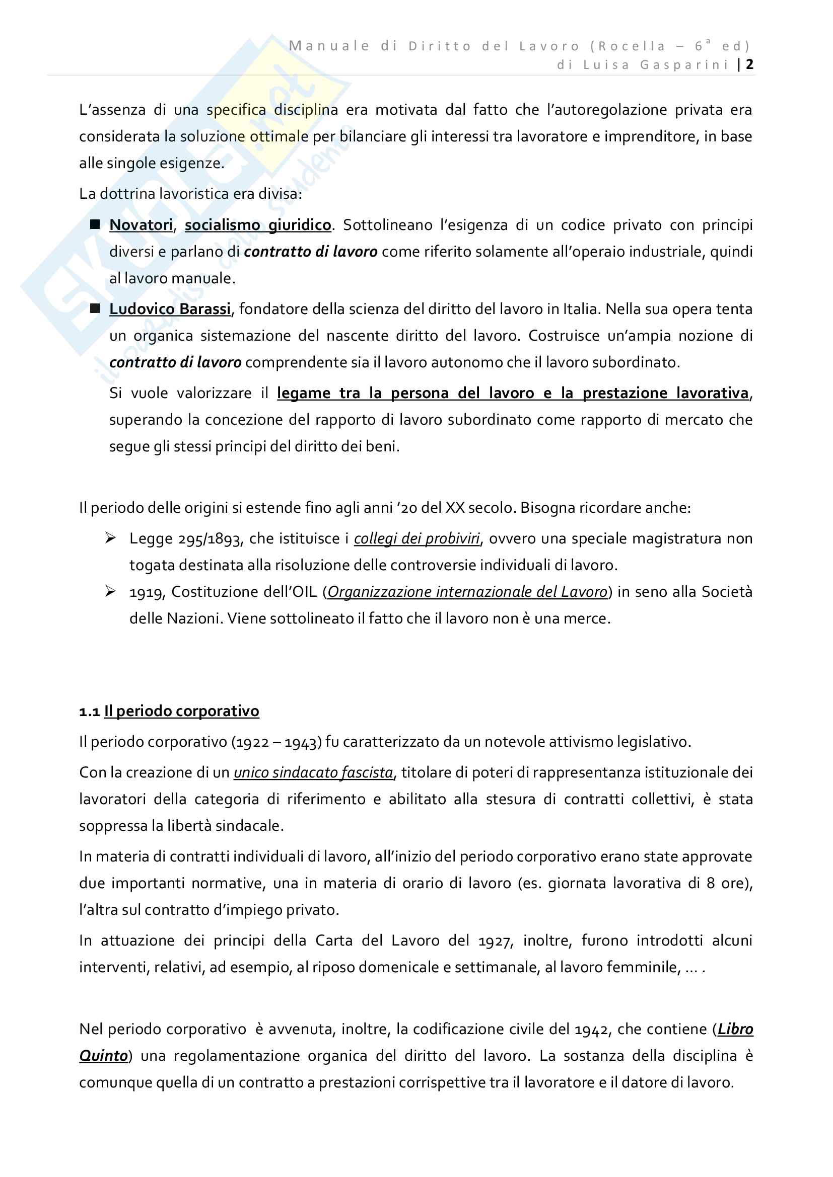 Riassunto esame Diritto del Lavoro, professoressa Barbera. Testo consigliato, Manuale di Diritto del Lavoro, Roccella Pag. 2