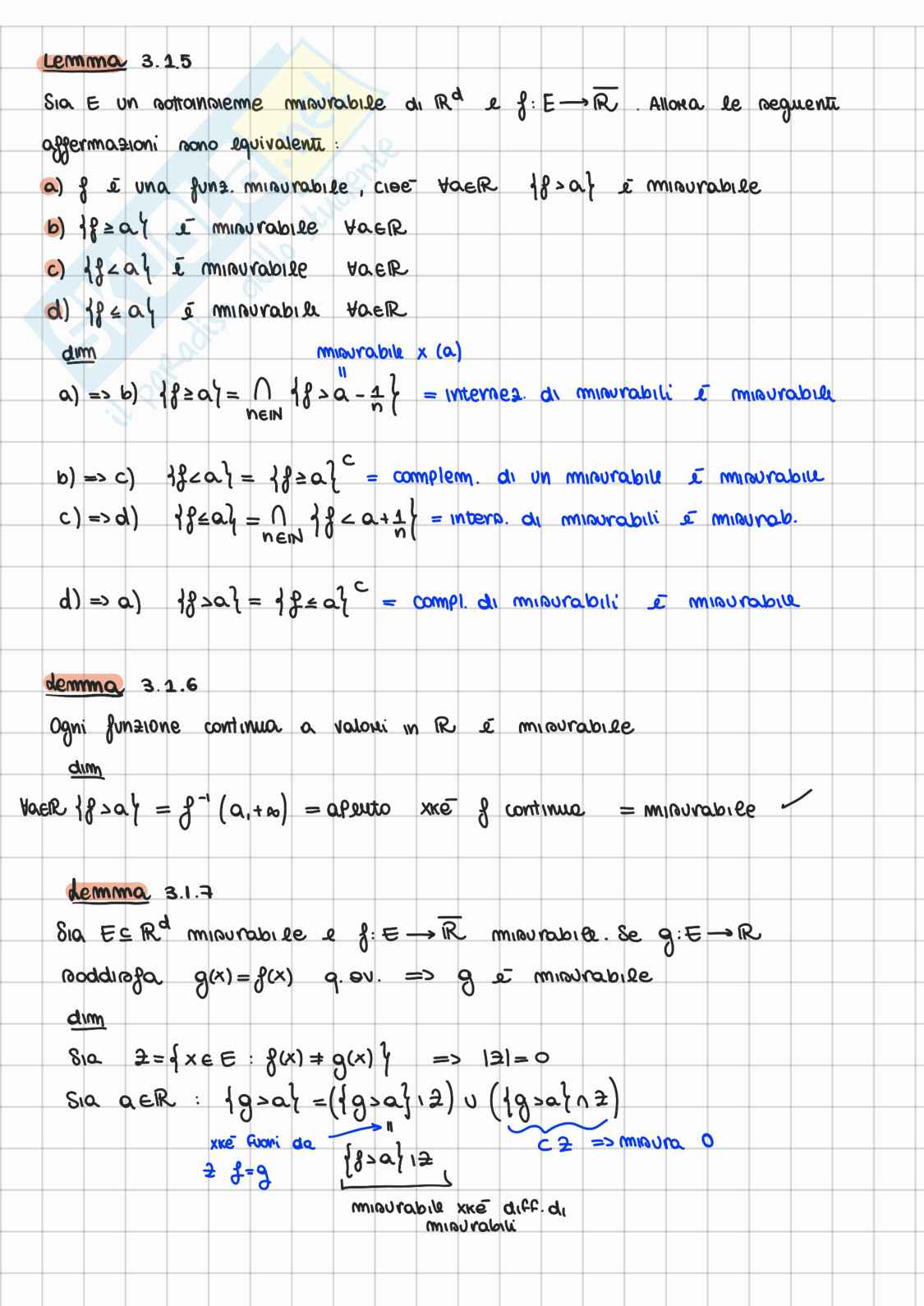 Appunti di Analisi 3 sulla teoria della misura Pag. 16