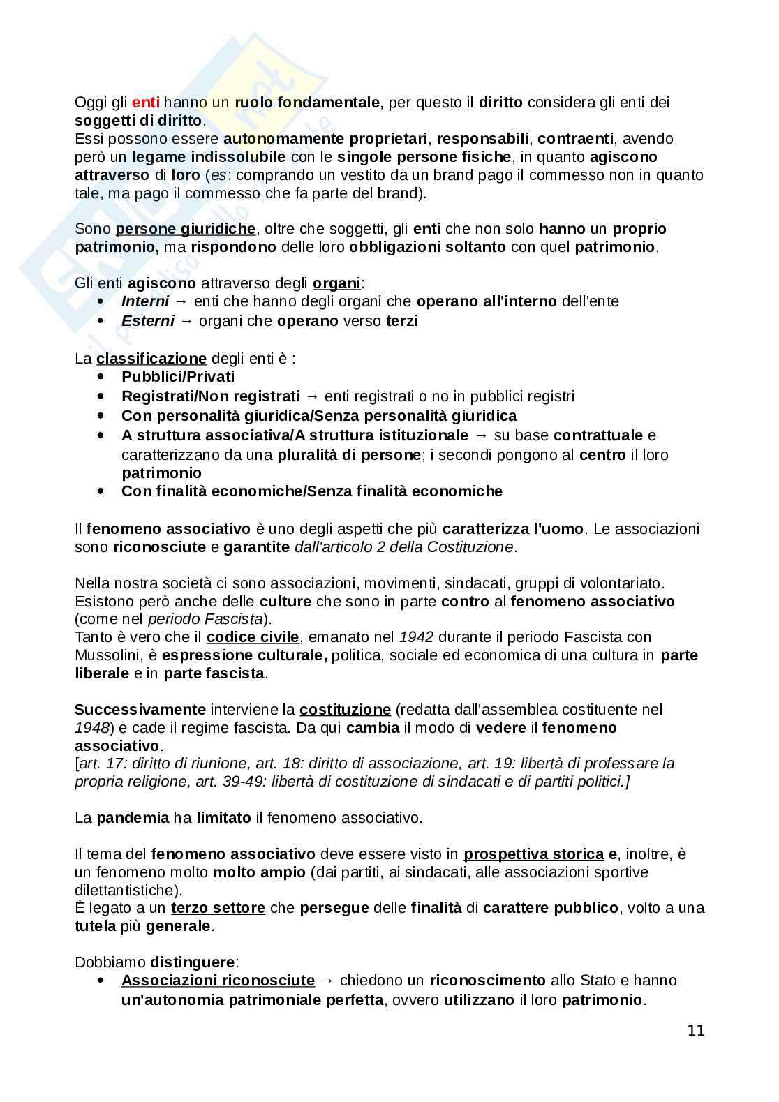 Appunti di Elementi fondamentali dei rapporti di Diritto Privato con lezioni del professor Tuccari e integrazione argomenti prof Costanza Pag. 11