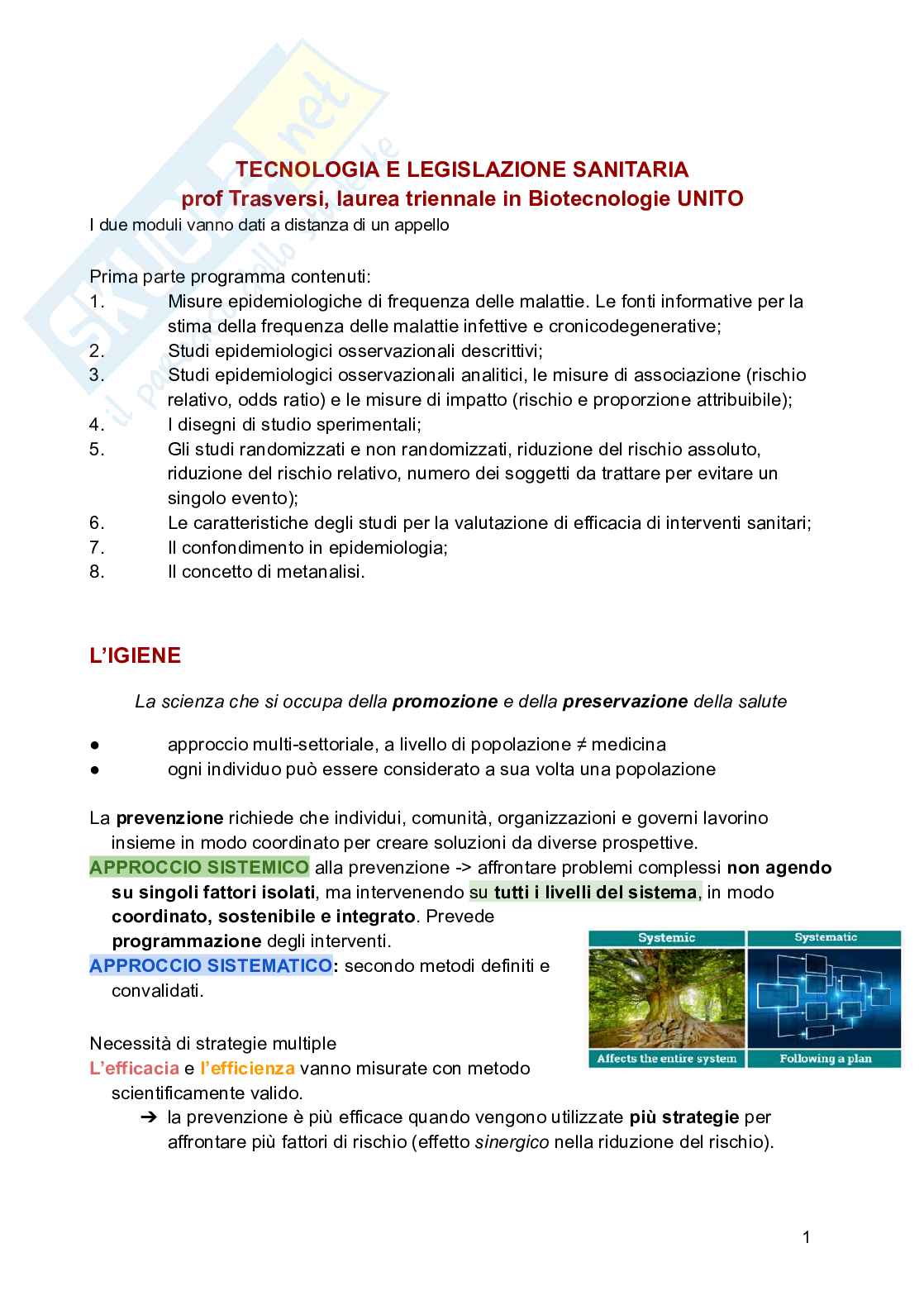 TLS (Tecnologia e Legislazione sanitaria) Pag. 1