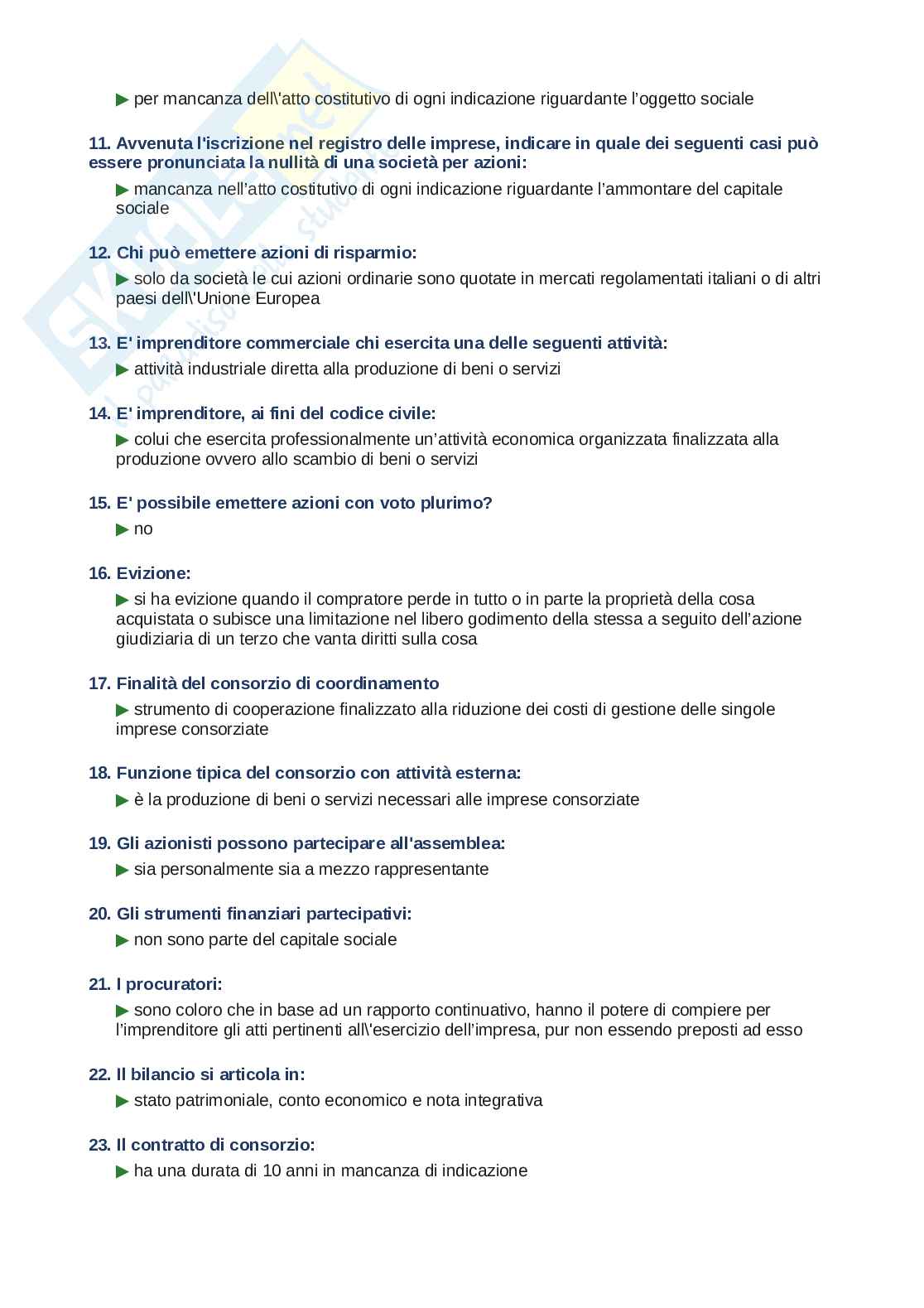 Domande e Risposte Diritto commerciale, ordine alfabetico 2025 Pag. 2