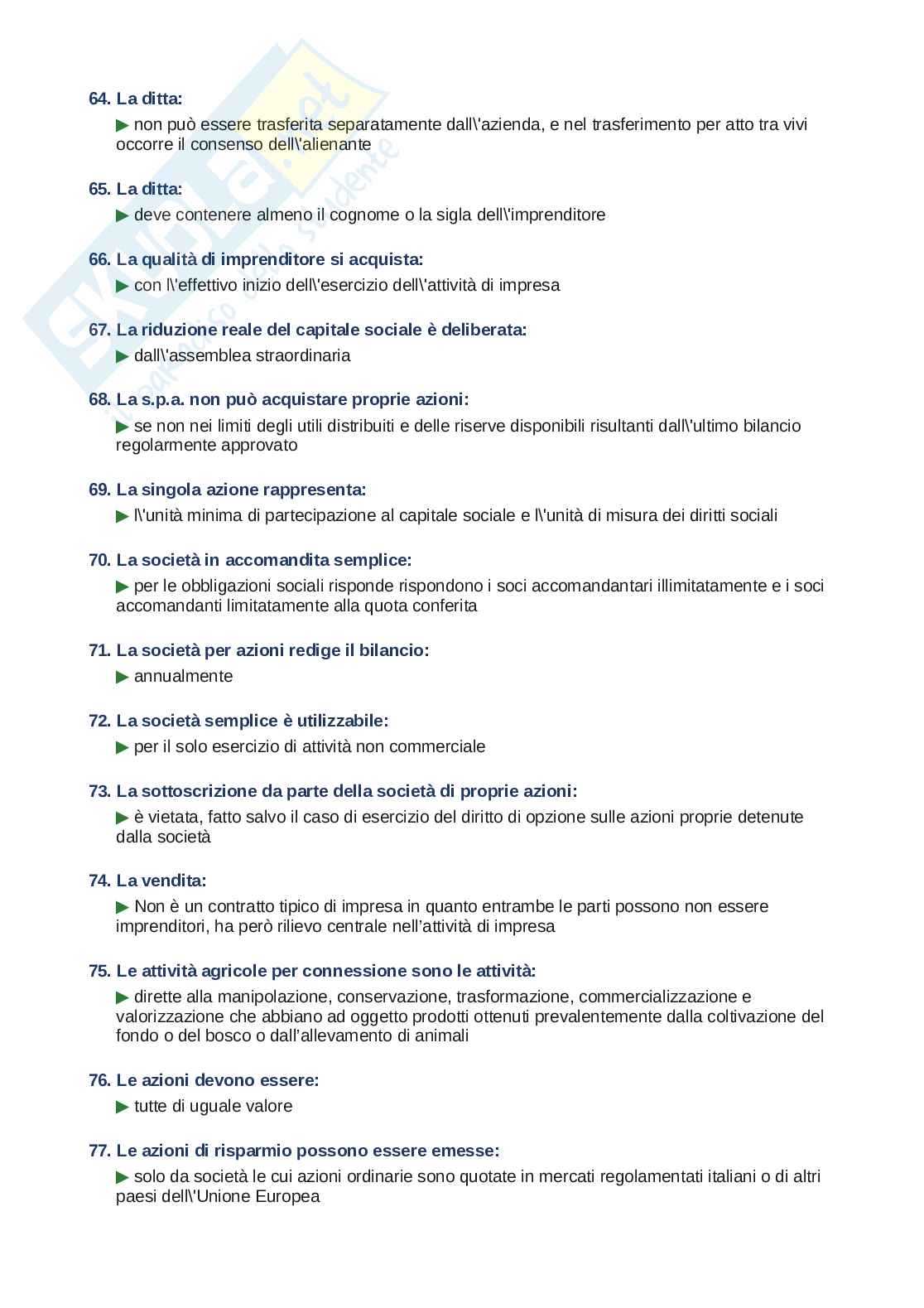Domande e Risposte Diritto commerciale, ordine alfabetico 2025 Pag. 6