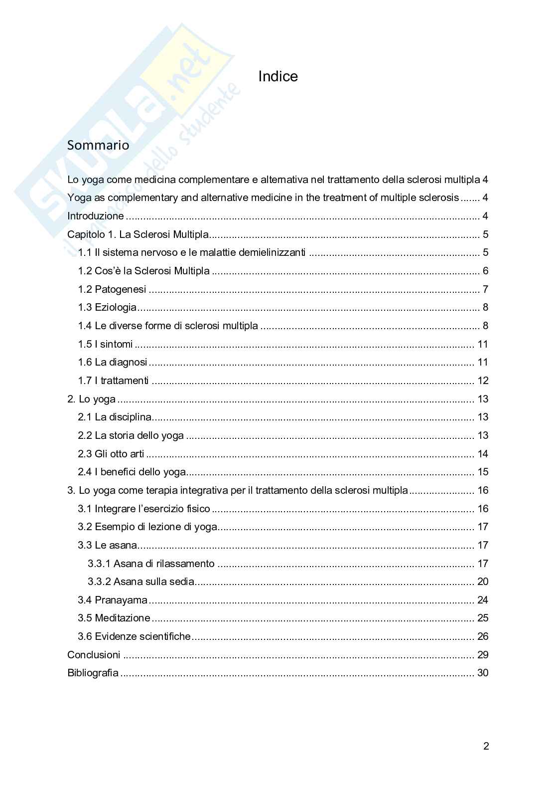 Yoga come medicina complementare nel trattamento della sclerosi multipla Pag. 2