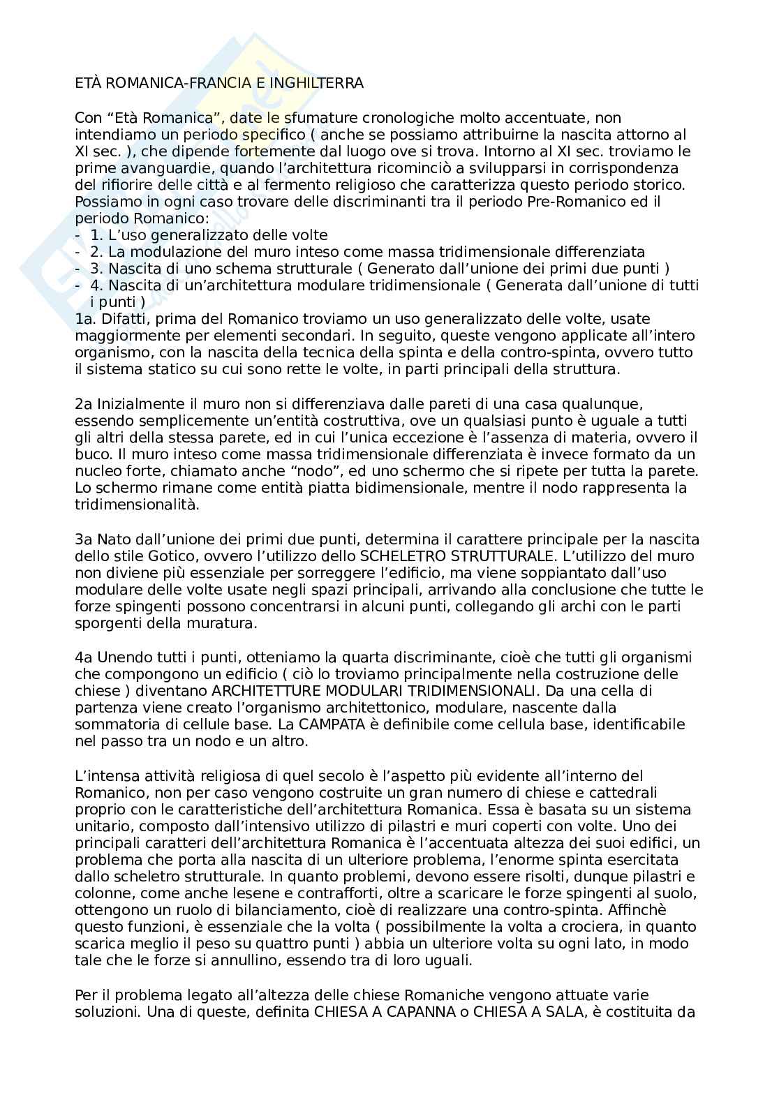 Appunti di Storia dell'architettura sul Romanico in Francia ed Inghilterra Pag. 1