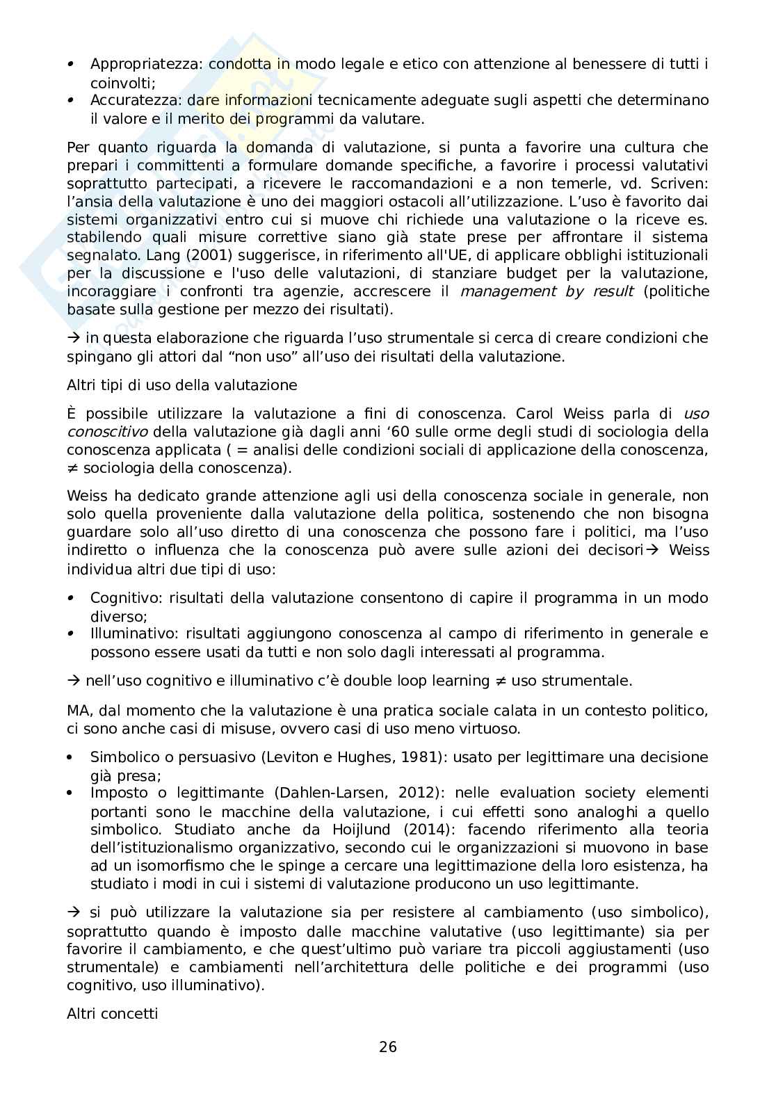 Riassunto esame Progettazione e valutazione per l'innovazione sociale, Prof. Lo Presti Veronica, libro consigliato Valutazione pluralista, Nicoletta Stame Pag. 26