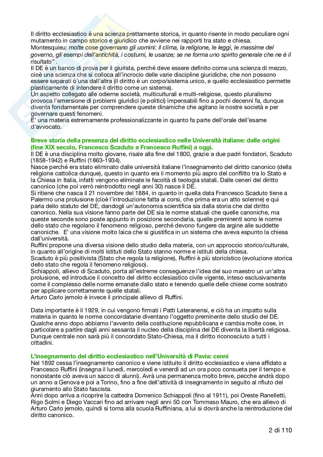 Appunti completi per esame frequentanti di Diritto ecclesiastico Pag. 2