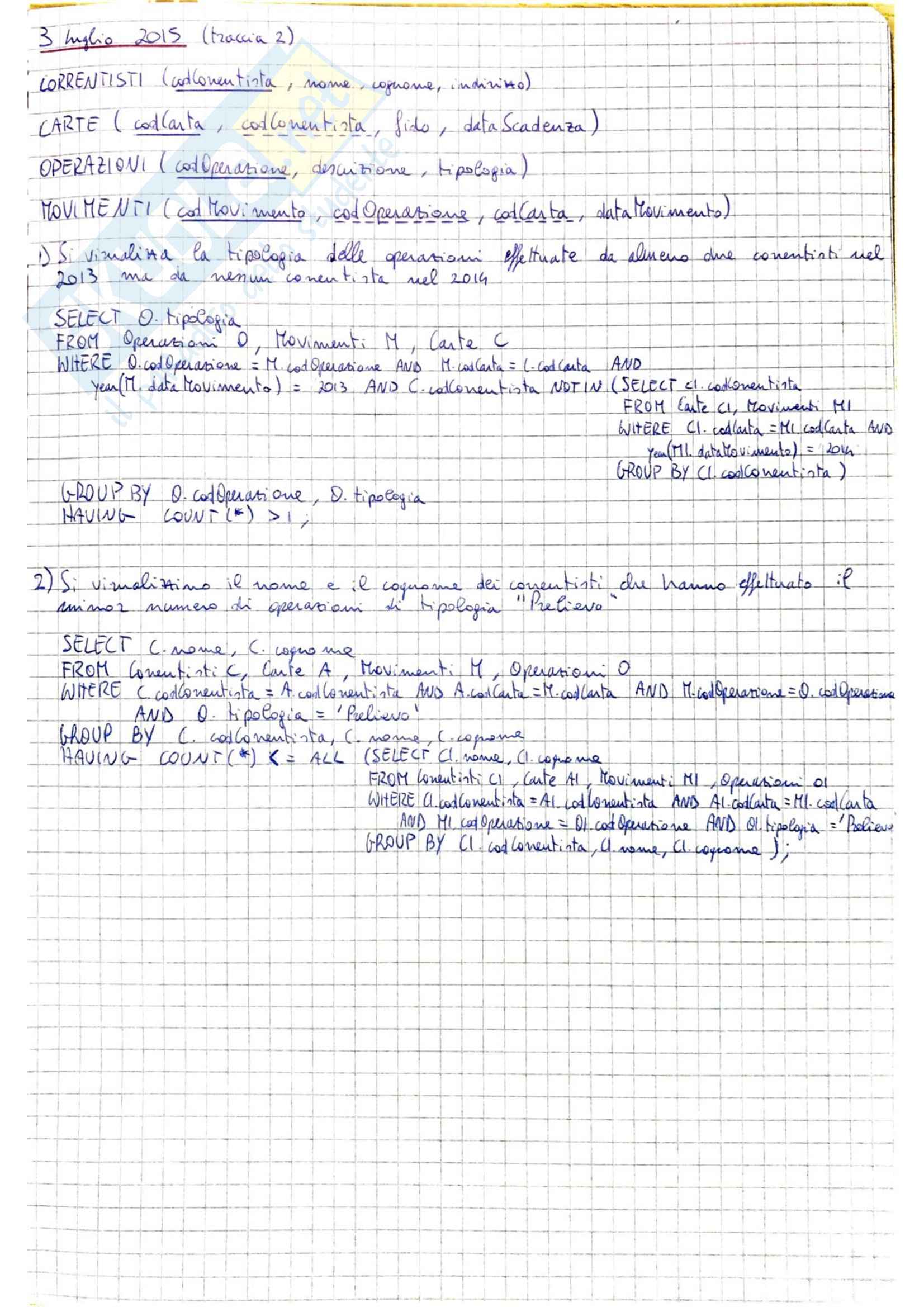 Basi di Dati Esercizi Pag. 16