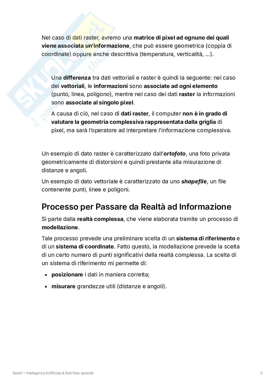 Appunti del corso di GeoAI – intelligenza artificiale e dati geospaziali Pag. 2