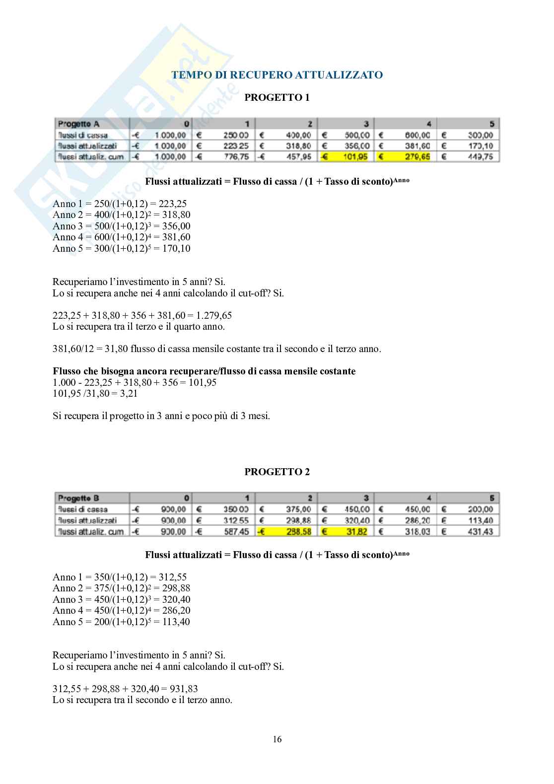 Finanza aziendale – Parte 2 – 8 casi svolti (budget, VAN, TIR, scenari, CAPM) Pag. 16