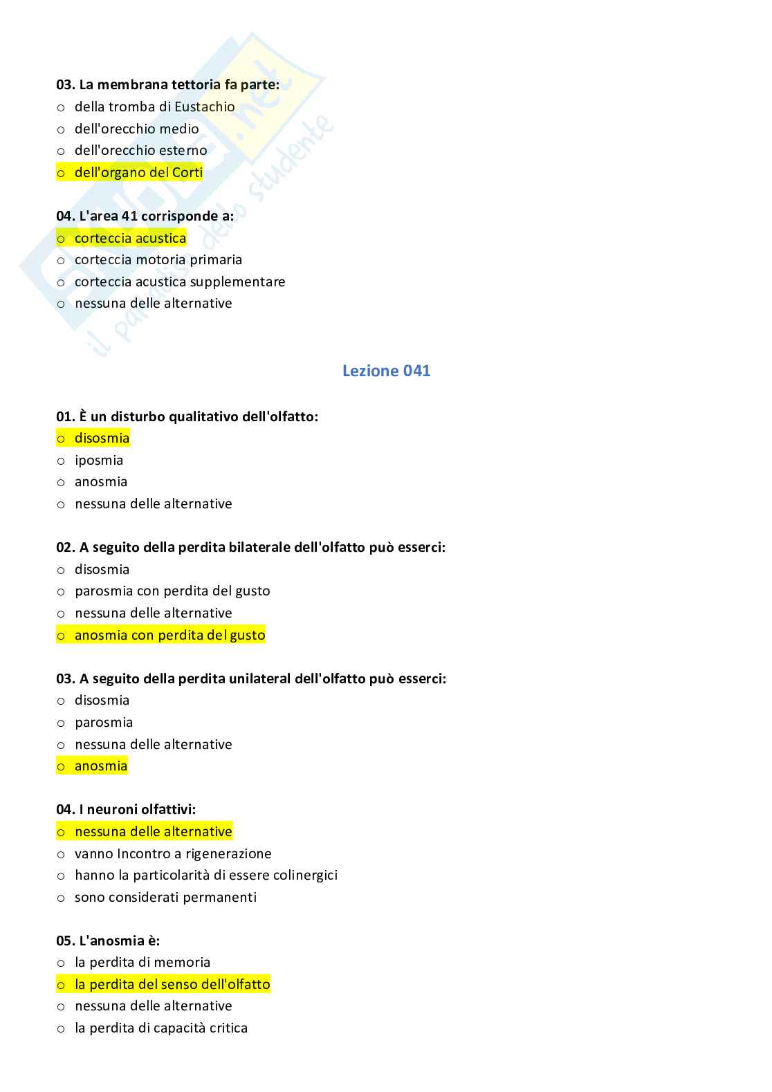 Paniere con risposte chiuse di psicobiologia e psicologia fisiologica - Attività motorie e sportive Pag. 71