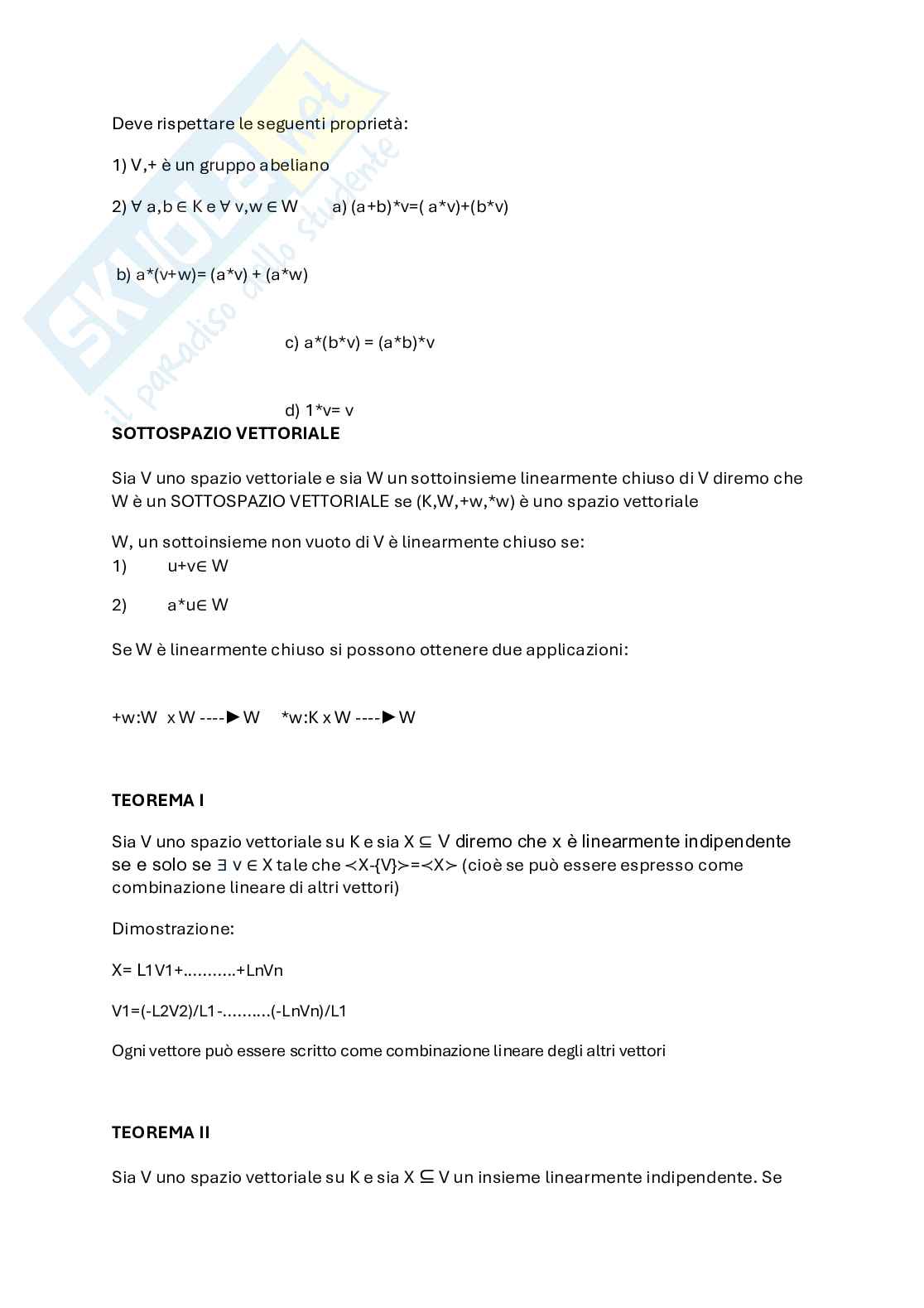 Algebra e geometria lineare Pag. 2