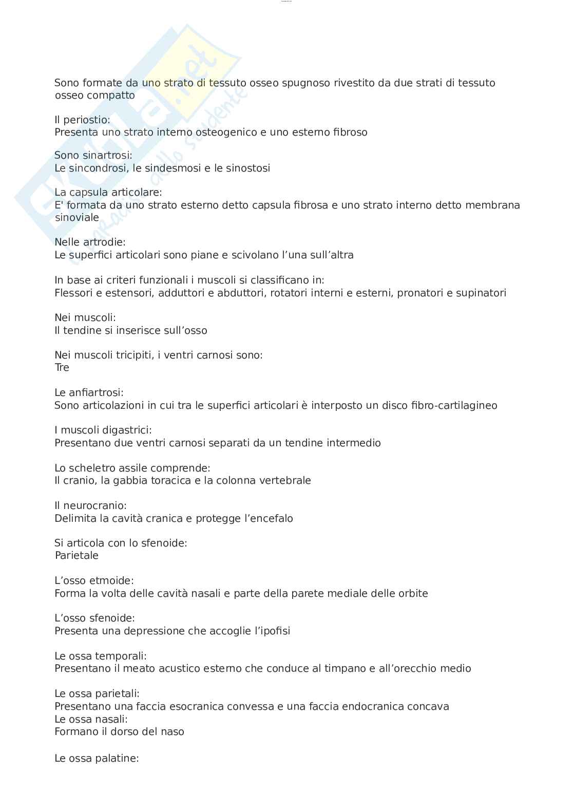 Paniere esame Anatomia umana Pag. 11