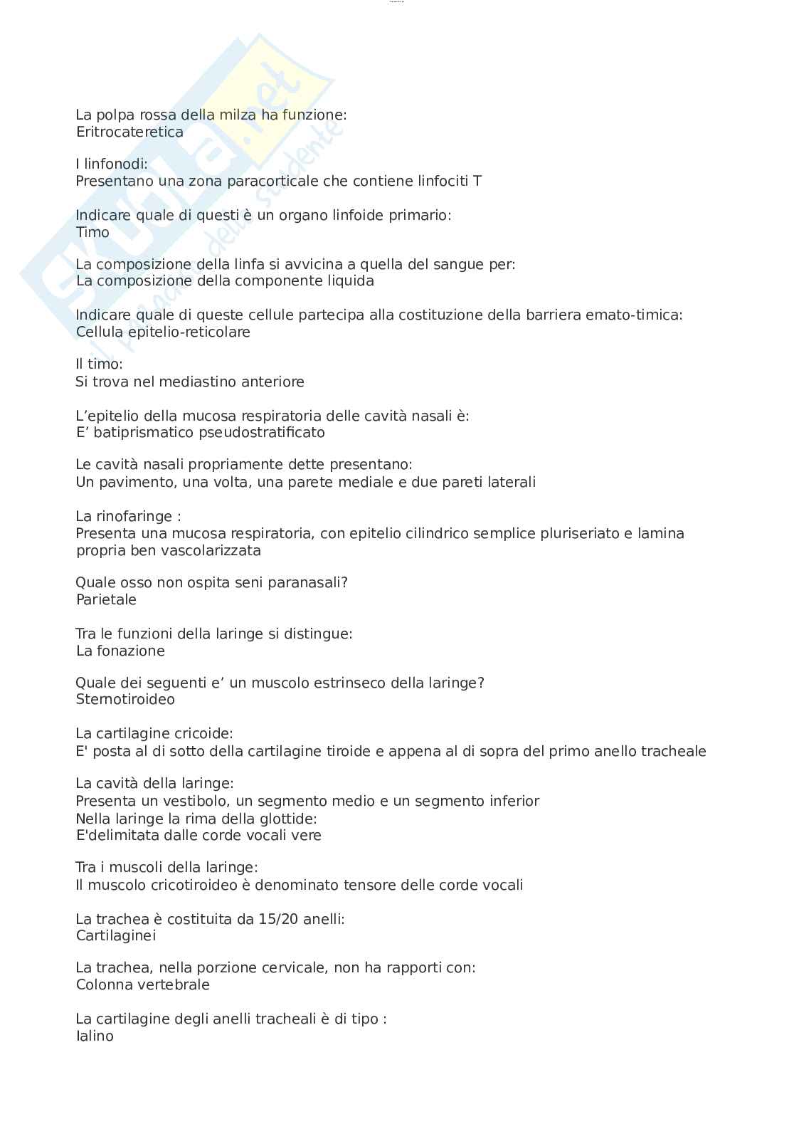 Paniere esame Anatomia umana Pag. 16