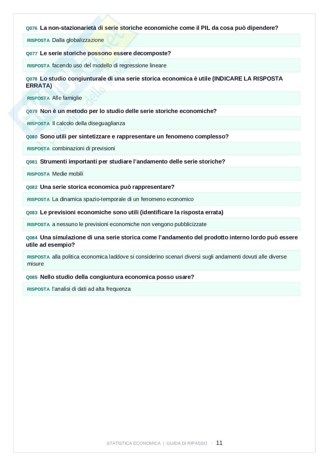 Guida di ripasso Statistica economica Pag. 11