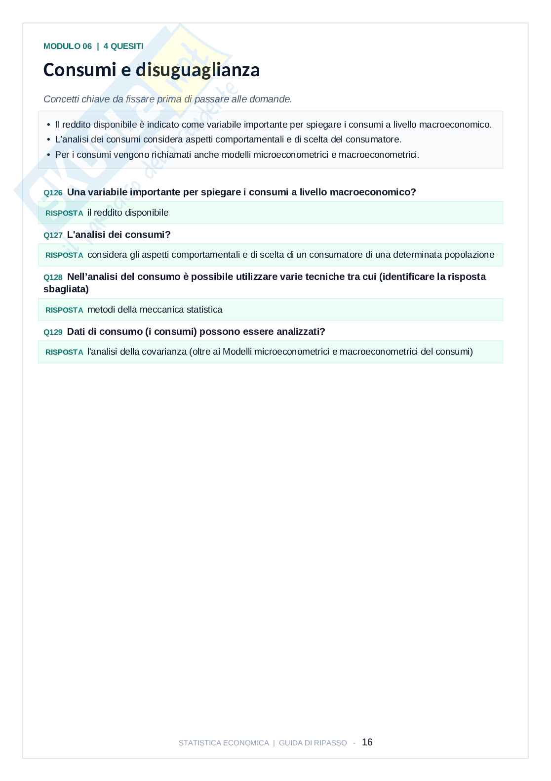 Guida di ripasso Statistica economica Pag. 16