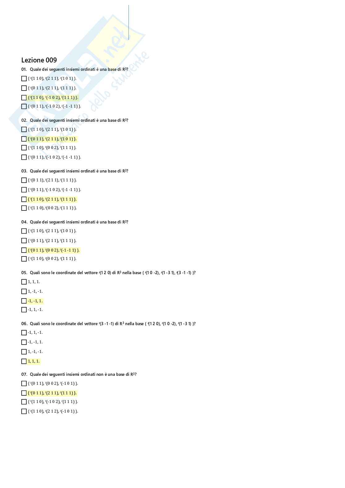 Paniere Geometria analitica Pag. 11