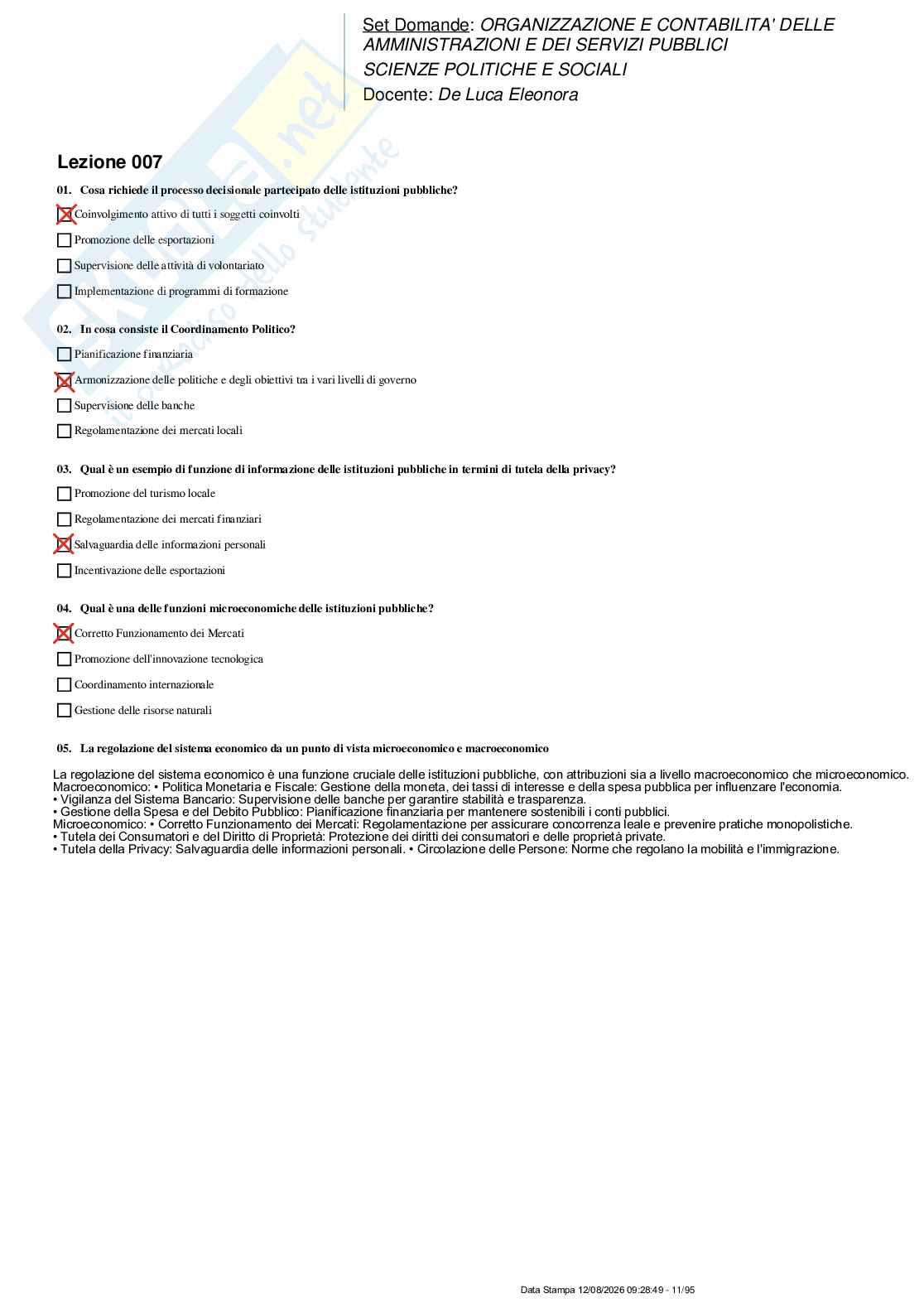 Paniere nuovo (2026) di Organizzazione e contabilità delle amministrazioni e dei servizi pubblici Pag. 11
