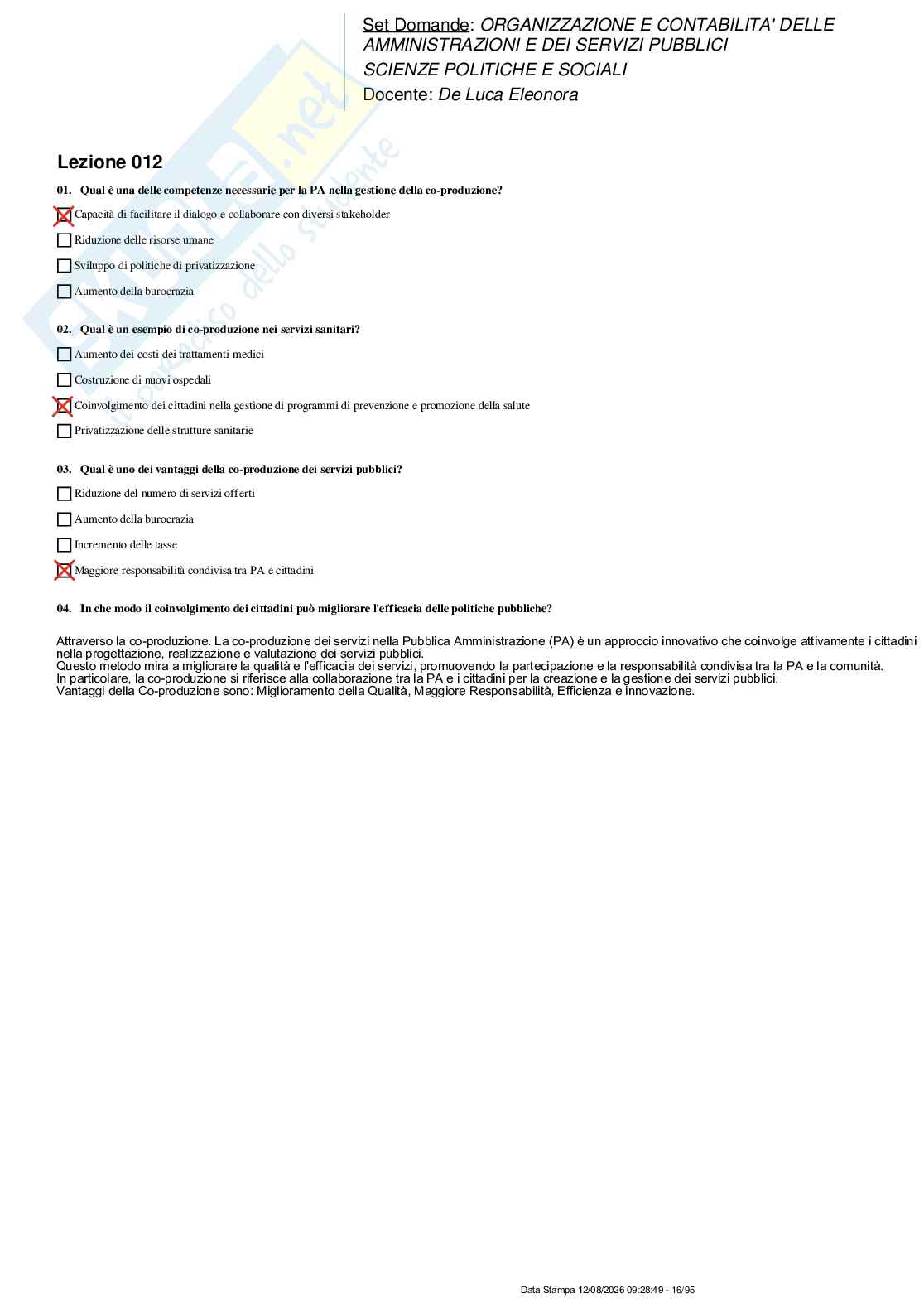 Paniere nuovo (2026) di Organizzazione e contabilità delle amministrazioni e dei servizi pubblici Pag. 16