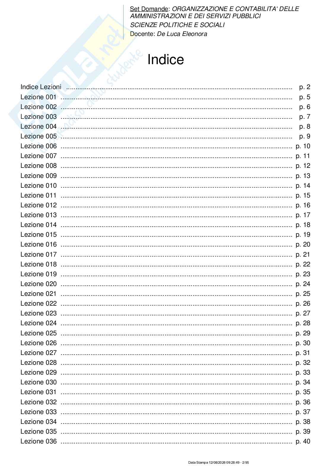 Paniere nuovo (2026) di Organizzazione e contabilità delle amministrazioni e dei servizi pubblici Pag. 2