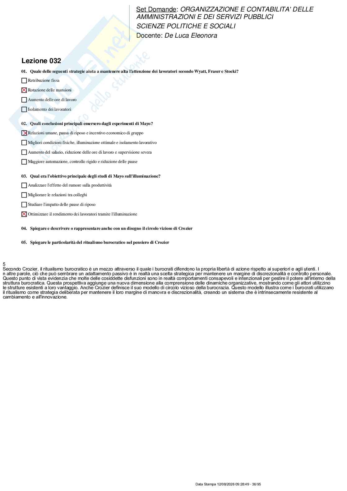 Paniere nuovo (2026) di Organizzazione e contabilità delle amministrazioni e dei servizi pubblici Pag. 36